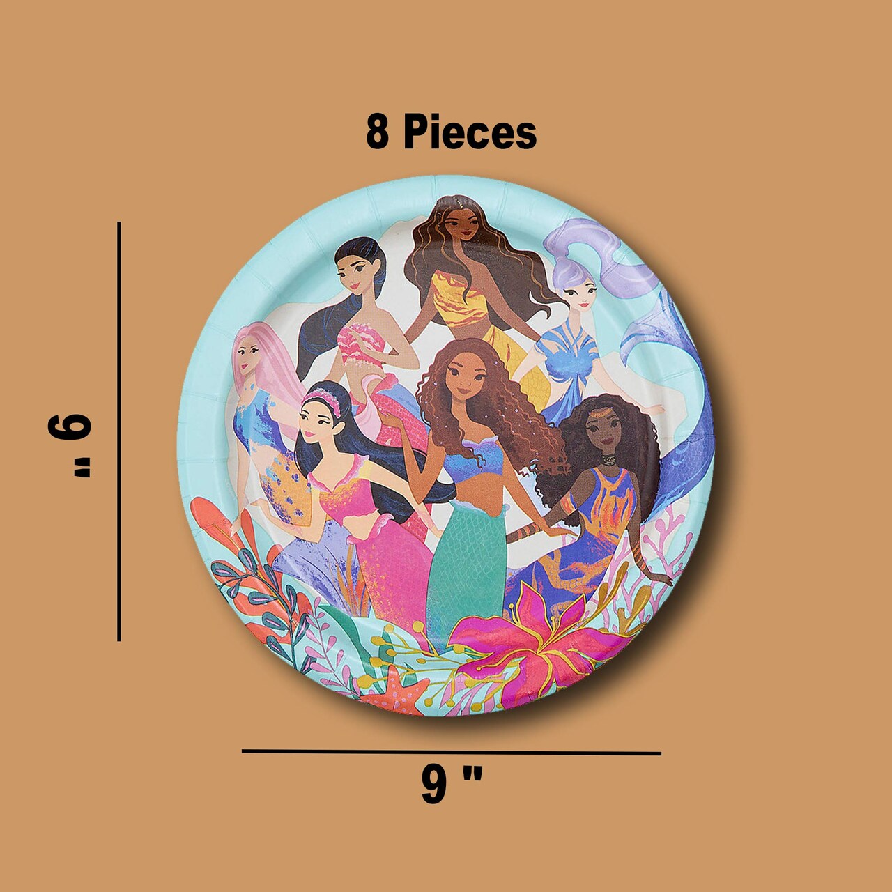 8 Ct. Disney’s The Little Mermaid Ariel & Friends Paper Dessert Plates 7"